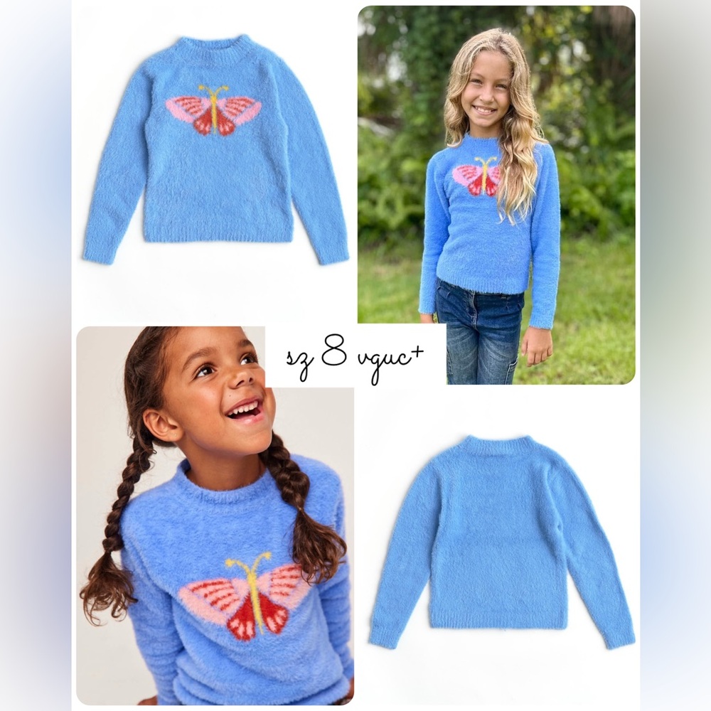 Sz 8 Finding Foxtale Butterfly Blue sweater Wildflowers Matilda Jane